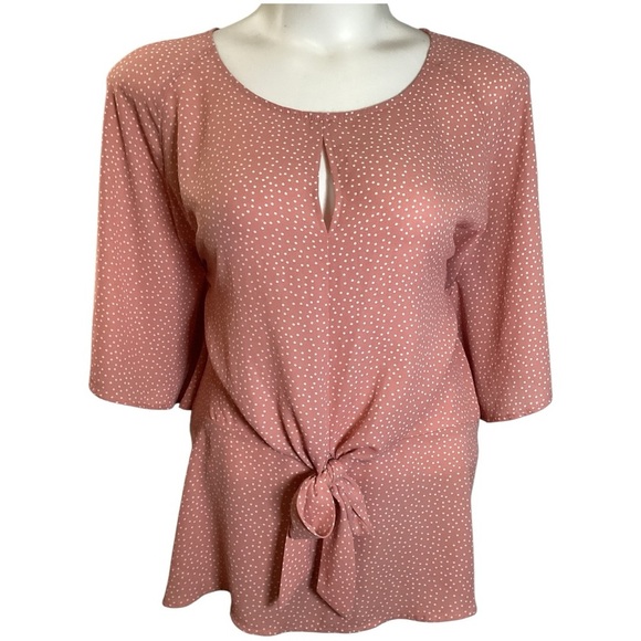 Elegant Pink Tie-Front Blouse, Size 3X - Picture 1 of 11
